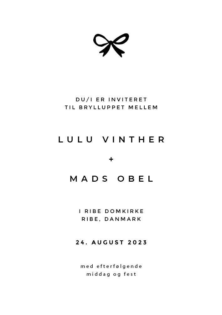 Bryllup - Lulu og Mads Bryllupsinvitation